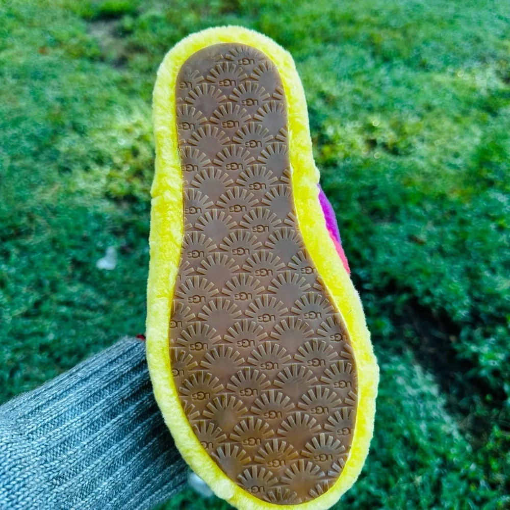 UGG Kids Slippers in Bright Yellow, Pink, and Orange